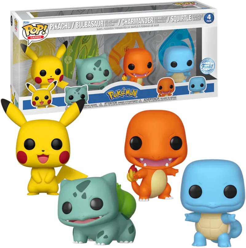 Games: Pokeman - Pikachu / Bulbasaur / Charmander / Squirtle 4 Pack Special Edition by Funko in Multicolour – product photo