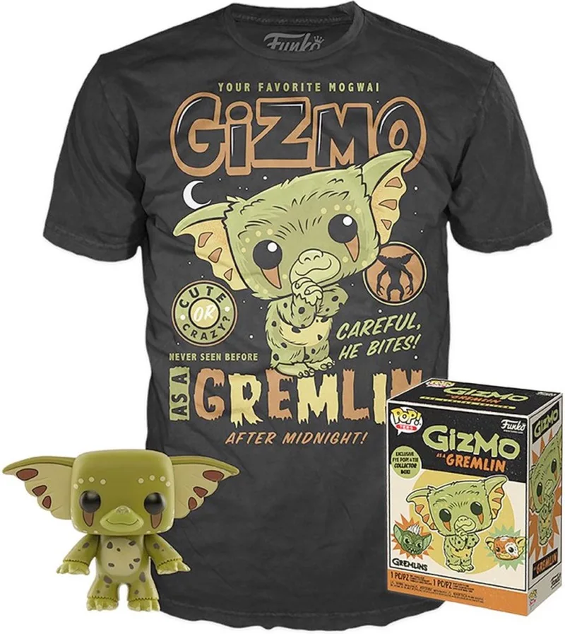 Gremlins Verzamelfiguur & Tshirt Set POP! & Tee Box Gizmo by Funko in Black – product photo