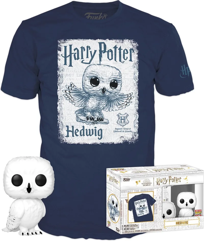 Harry Potter Verzamelfiguur & Tshirt Set -S- POP! & Tee Box Hedwig by Funko in Blue – product photo