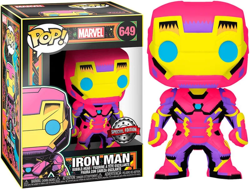 Iron Man Verzamelfiguur Marvel POP! Black Light Iron Man 9 cm by Funko in Multicolours – product photo