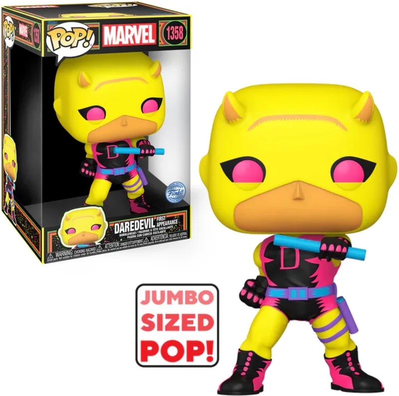 Jumbo: Marvel - Daredevil (Yellow/Red ) (Blacklight) 10" Super Sized Pop! - CONFIDENTIAL by Funko in Multicolour – product photo