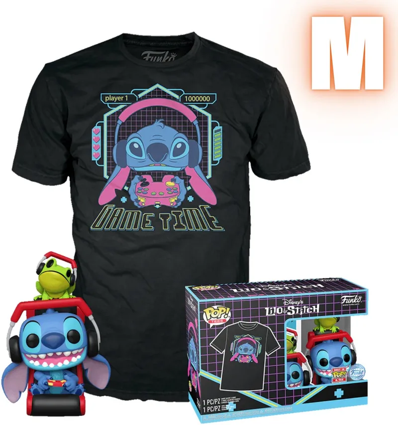 Lilo & Stitch Gamer Stitch with Frog - POP! & Tee Funko Pop! standaard M Heren van Funko in Standard – productfoto