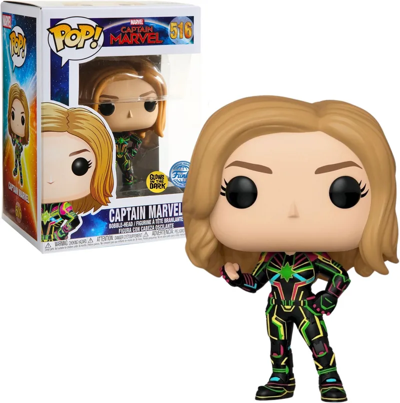 Marvel: Captain Marvel - Captain Marvel (Neon Suit) (Glow in the Dark) (Special Edition) van Funko in Meerkleurig – productfoto