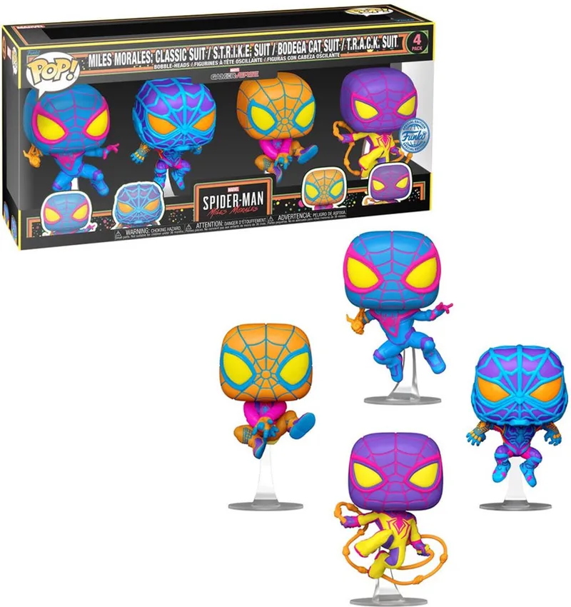 Marvel Miles Morales - Blacklight US Exclusive 4-Pack van Funko in Meerkleurig – productfoto