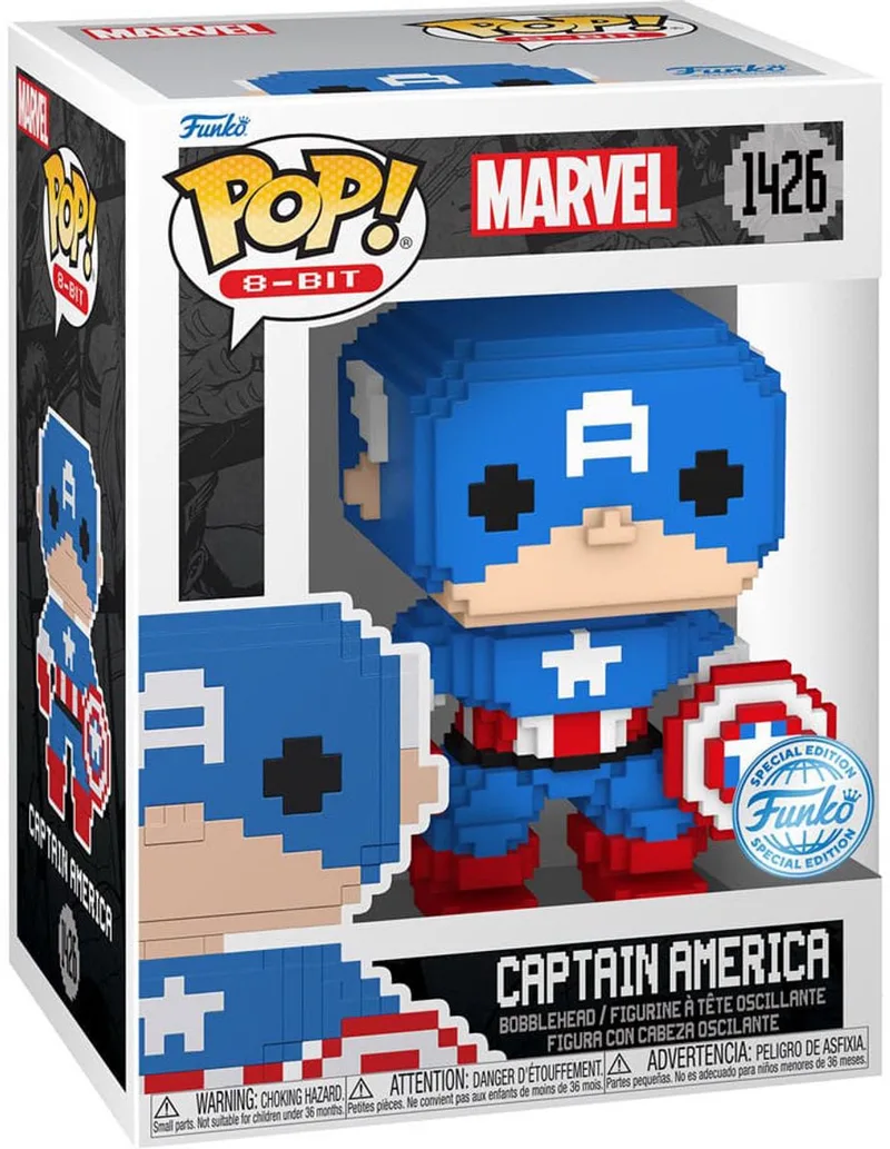 Marvel POP! 8-Bit Captain America – Retro Coolness in Vinylvorm! by Funko – product photo