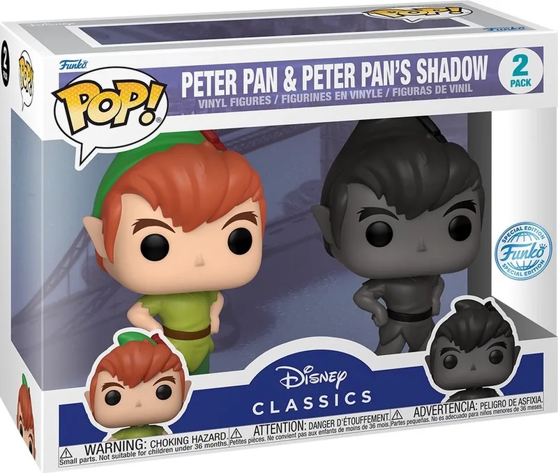 Peter Pan - POP! 2-Pack Peter Pan With Shadow 9 cm Verzamelfiguur de Funko en Multicolours – photo produit