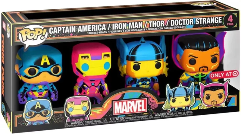 POP! Blacklight: Marvel 4 Pack Captain America / Iron Man / Thor / Doctor Strange by Funko in Multicolour – product photo
