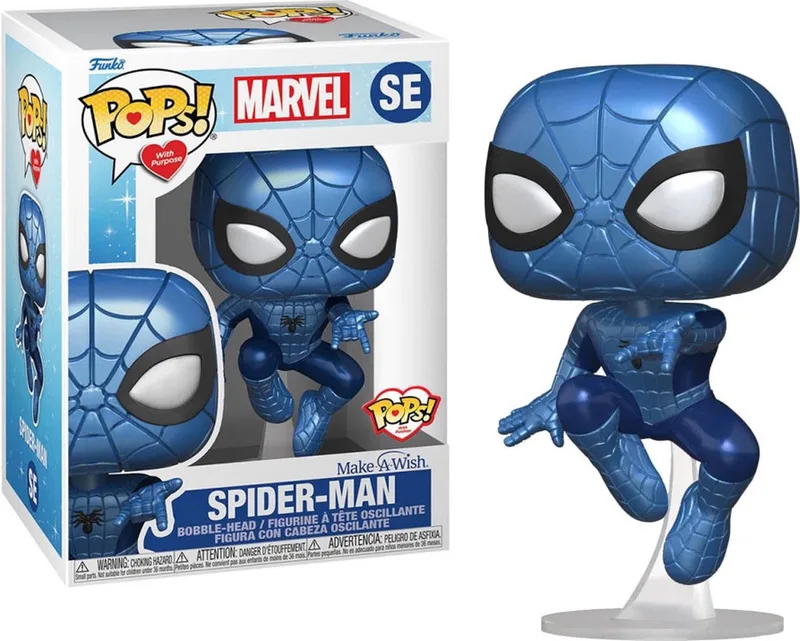 Pop! Marvel: Make-A-Wish - Spider-Man Metallic Blue FUNKO by Funko in Blue – product photo