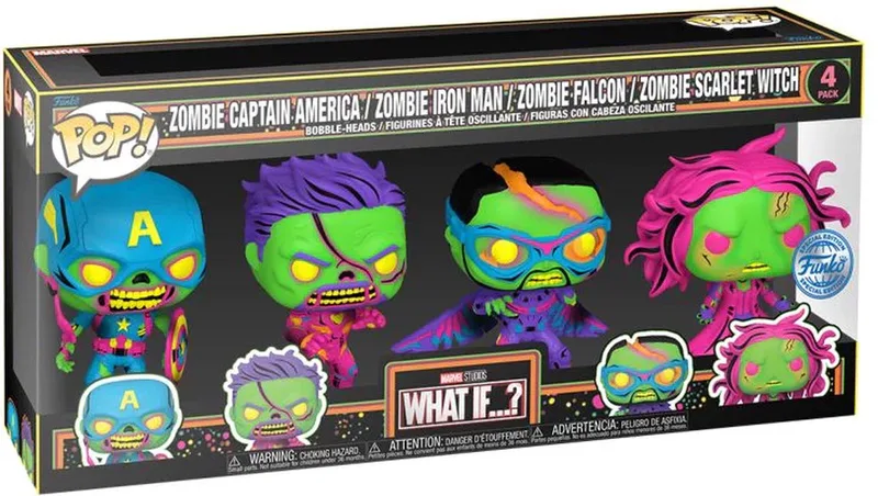 Pop Marvel: What If 4-Pack (Black Light) Funko Pop van Funko in Meerkleurig – productfoto