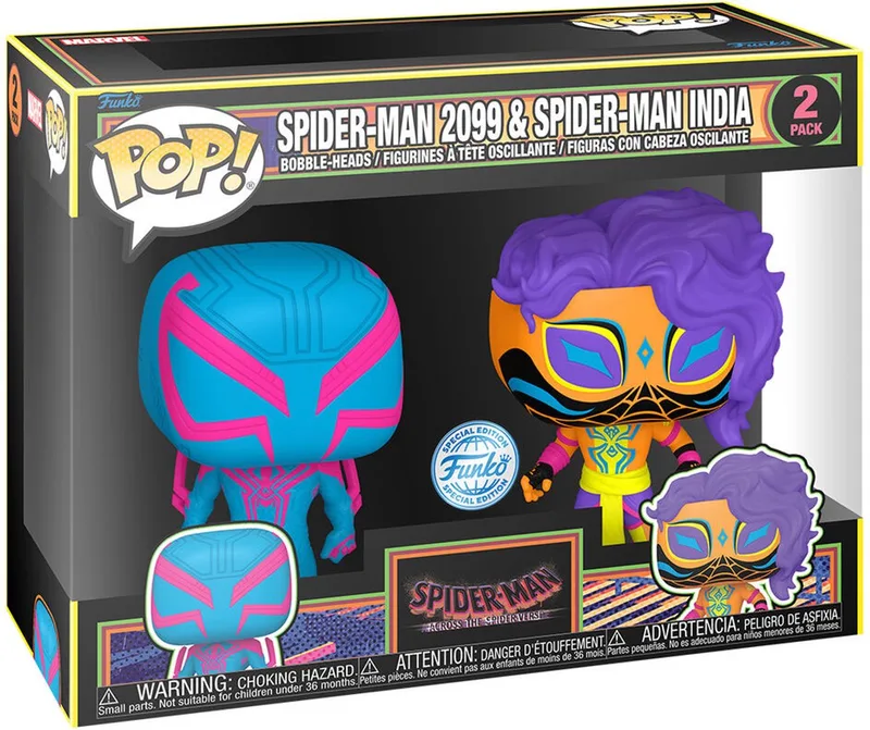 Spider-Man: Across the Spider-Verse - Spider-Man 2099 & Spider-Man India Blacklight Exclusive van Funko in Meerkleurig – productfoto