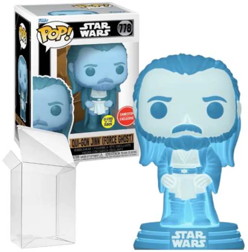 Star Wars : Qui-Gon Jinn (Force Ghost) #778 Glows in the Dark GameStop Exclusive van Funko in Meerkleurig – productfoto