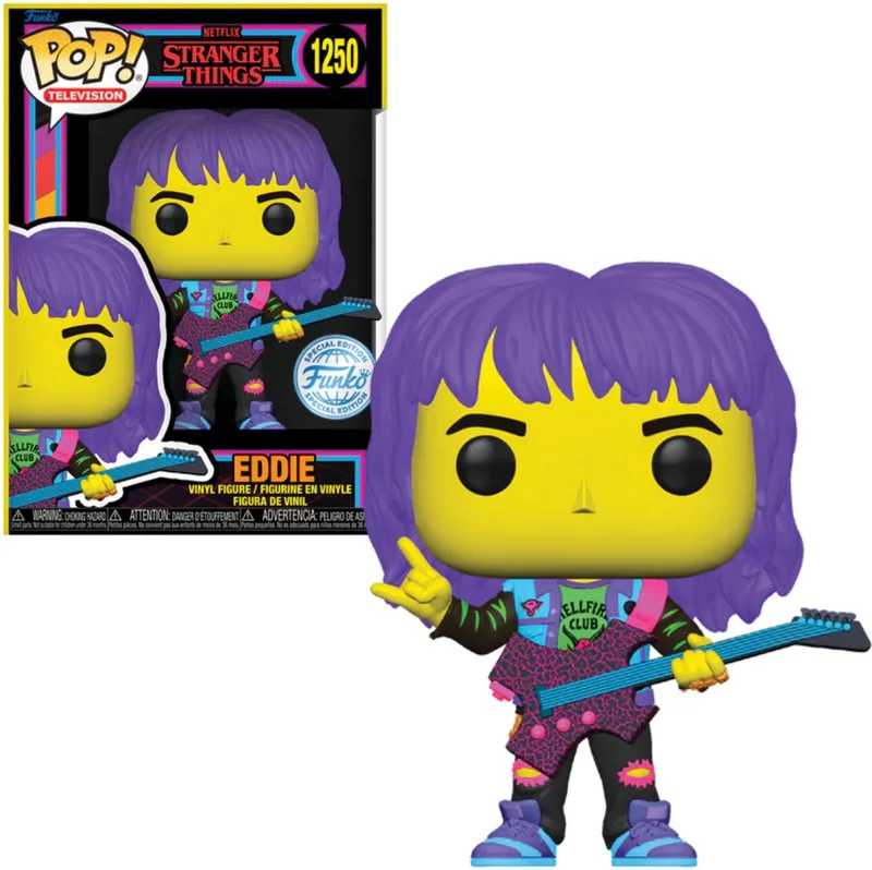 Stranger Things: Eddie with Guitar #1250 (Blacklight) TargetCon Exclusive van Funko in Meerkleurig – productfoto