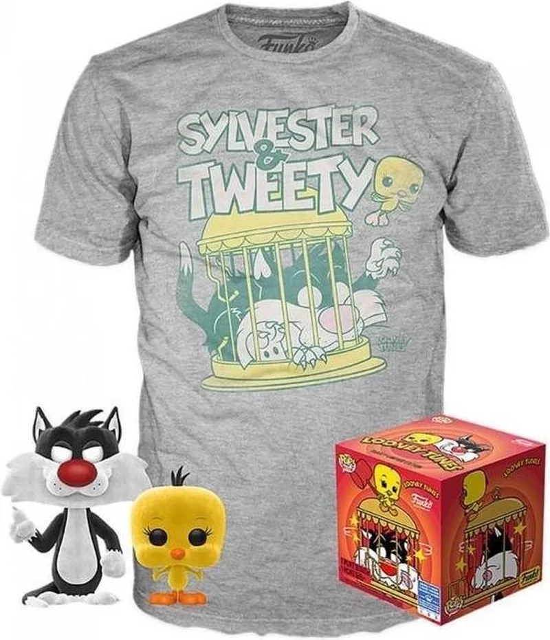 Tee Box: Looney Tunes - Sylvester and Tweety (Flocked Exclusive) Maat XL van Funko in Kunststof – productfoto