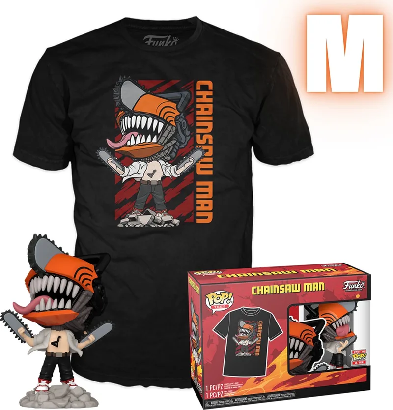 & Tee: Chainsaw Man - Chainsaw Man Leaping - M - CONFIDENTIAL från Funko i Flerfärgad – produktbild