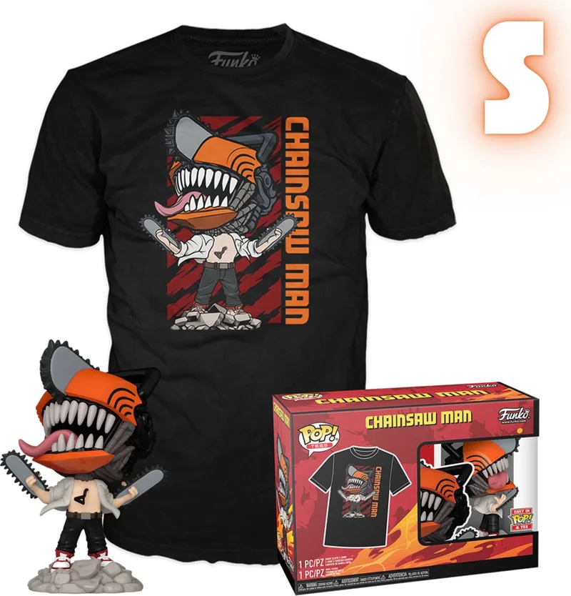 & Tee: Chainsaw Man - Chainsaw Man Leaping - S - CONFIDENTIAL från Funko i Flerfärgad – produktbild
