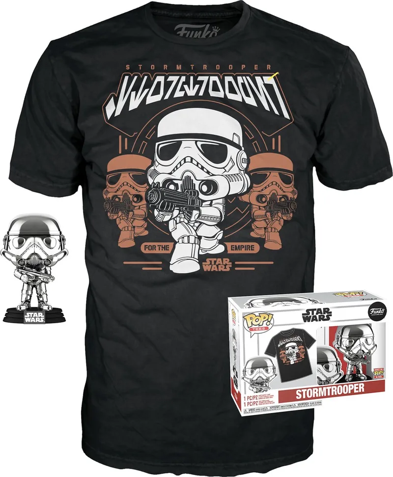 & Tee: Star Wars - Stormtrooper (Gold Chrome) - XL by Funko in Chrome, Red, White, Black – product photo