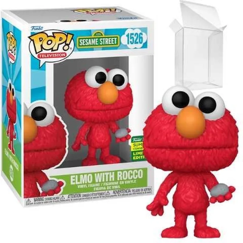 Television: Sesame street - Elmo With Rocco #1526 [SDCC 24 Shared Exclusive] by Funko in Multicolour – product photo