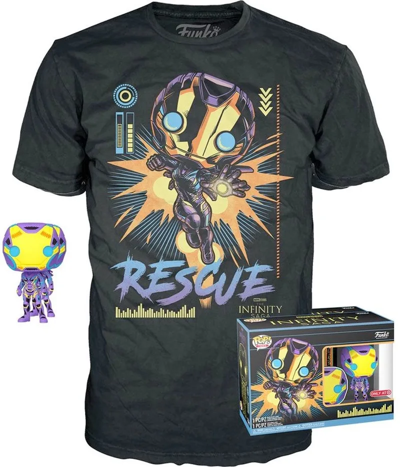 The Avengers - Marvel POP! & Tee Box Rescue Blacklight Verzamelfiguur & Tshirt Set - S by Funko in Black – product photo