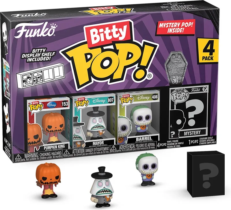 The Nightmare Before Christmas Pumpkin King, Mayor, Barrel + Mystery Figure (Bitty Pop! 4 Pack) vinyl figuren Funko van Funko in Standard – productfoto