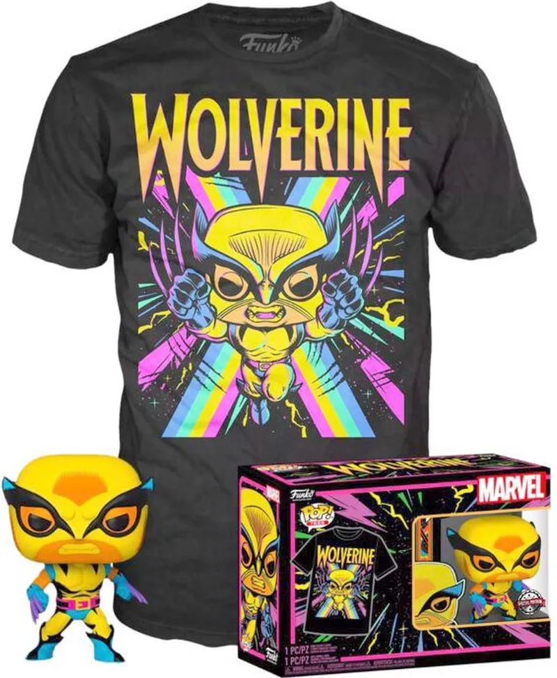 The XMen Verzamelfiguur & Tshirt Set -S- Marvel POP! & Tee Box Wolverine Blacklight by Funko in Black – product photo