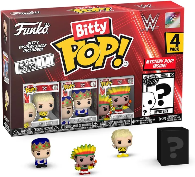 WWE - Dusty Rhodes, Jerry Lawler, Ricky “The Dragon” Steamboat & Mystery Bitty Series 02 van Funko in Meerkleurig – productfoto