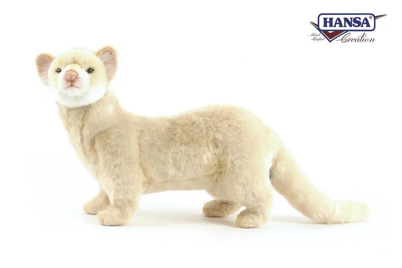 Knuffel Fret - wit - 40 cm - pluche - marter knuffels - knuffeldier - realistisch - knuffelfret de Hansa Creations en Beige – photo produit