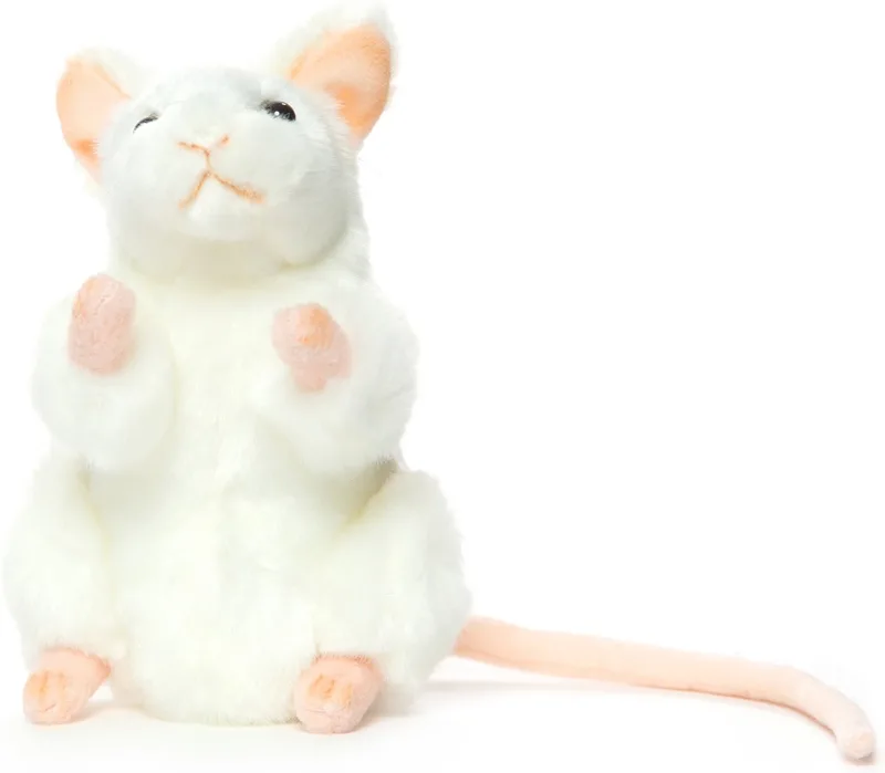 knuffel muis - 16 cm - pluche - muizenknuffel - knuffeldier - realistische knuffels från Hansa Creations i Vit – produktbild
