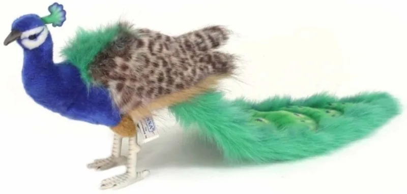knuffel pauw - 100 cm - pluche - knuffelpauw - realistisch - levensecht de Hansa Creations en Bleu – photo produit