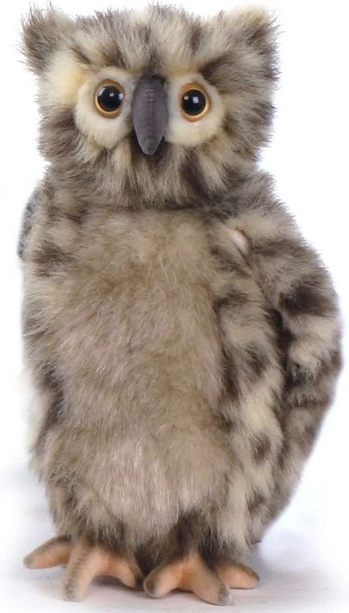 Knuffel Uil - bruin - pluche - 25 cm - staand - Ransuil van Hansa Creations in Meerkleurig – productfoto