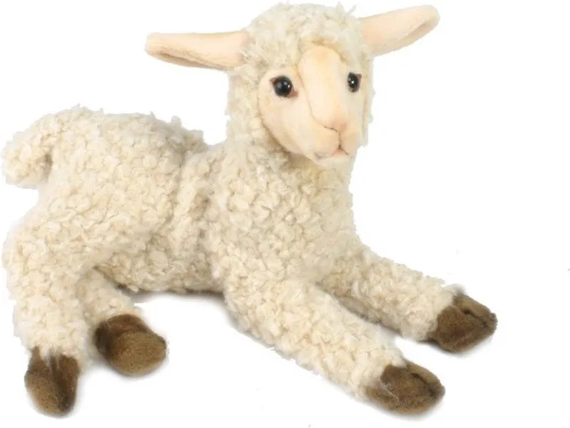 Lam schaap knuffel - liggend - 23 cm - luxe kwaliteit - levensecht - pluche van Hansa Creations in Meerkleurig – productfoto