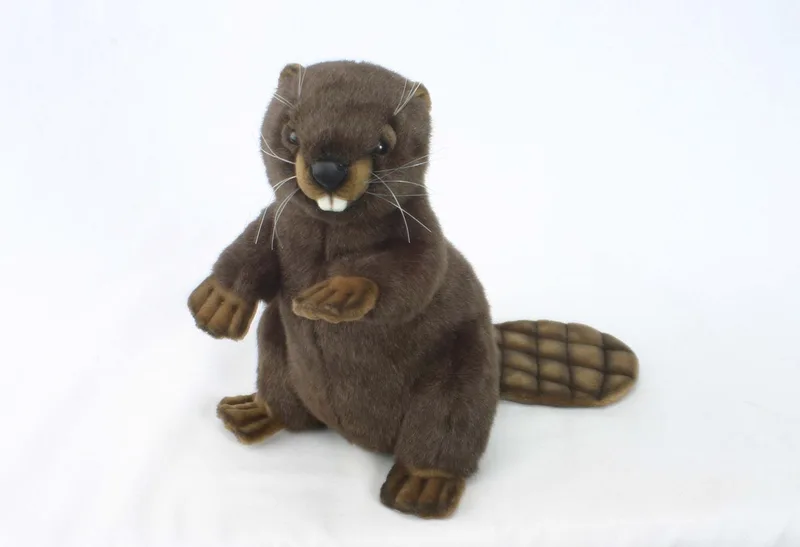 pluche bever knuffel - 29 cm - luxe kwaliteit - bosdieren - levensecht van Hansa Creations in Zwart – productfoto