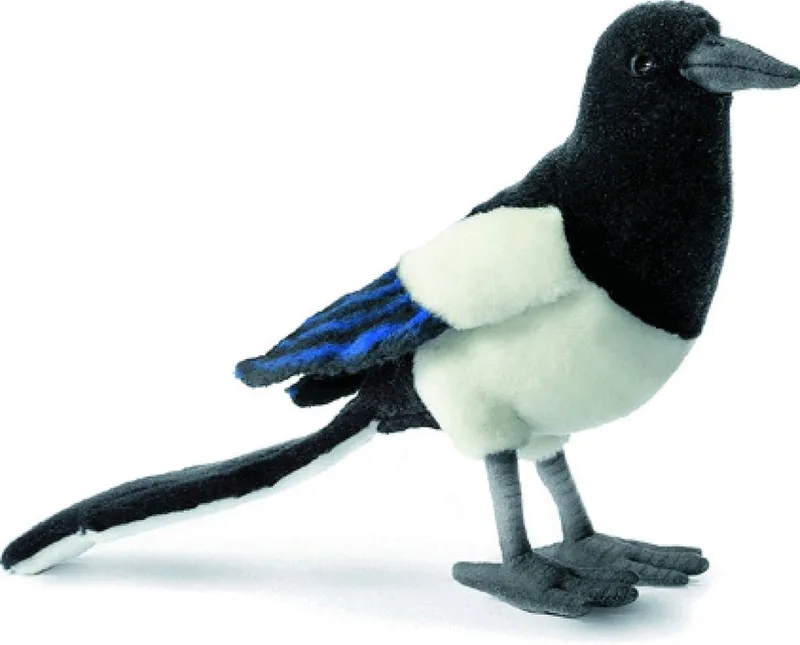 pluche ekster - Realistische vogel knuffel met veren - 33 cm från Hansa Creations i Flerfärgad – produktbild