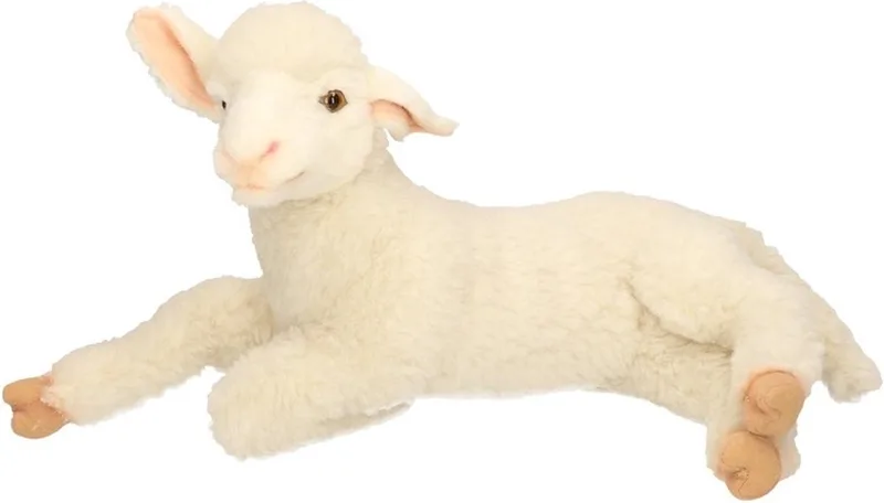 pluche lam/schaap knuffel - liggend - 33 cm - dieren knuffels från Hansa Creations i Flerfärgad – produktbild