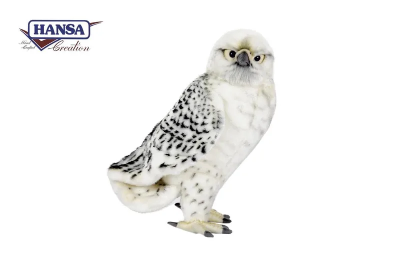 Sneeuwuil knuffel - 35 cm - pluche - zacht - gedetailleerd - decoratief de Hansa Creations en Blanc – photo produit