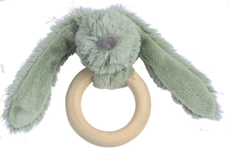 Konijn Richie Houten Bijtring - Groen de Happy Horse en Baby cadeau – photo produit
