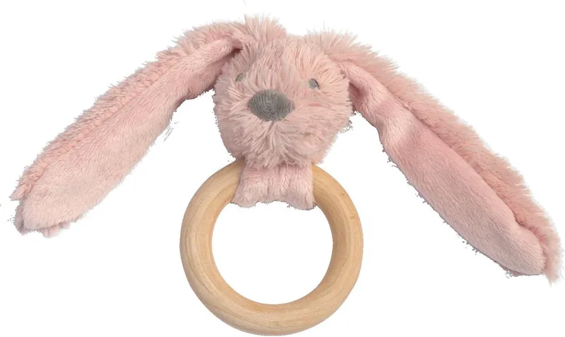Konijn Richie Houten Bijtring - Oudroze by Happy Horse in Baby cadeau – product photo