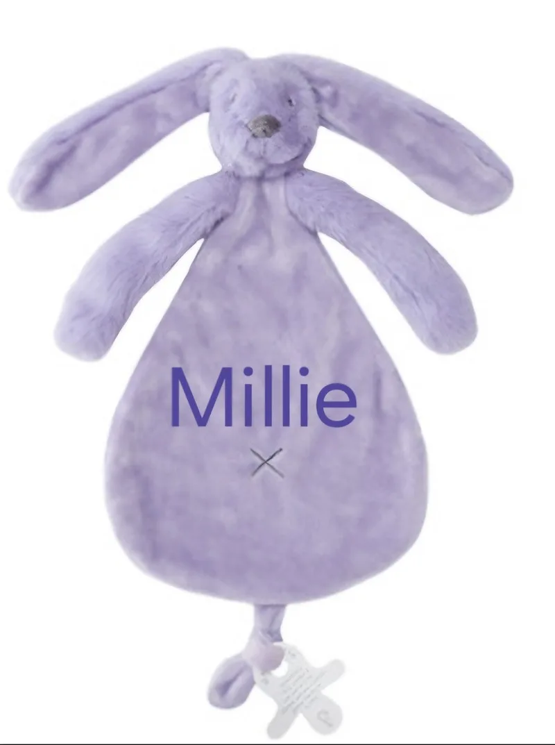 rabbit richie knuffeldoekje met geborduurde naam/gepersonaliseerd de Happy Horse en Violet – photo produit