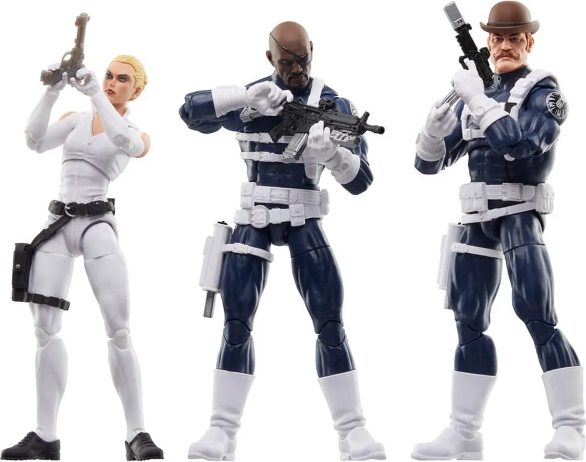 Captain America Marvel Legends Action Figure 3-Pack S.H.I.E.L.D. 15 cm Action Figuur de Hasbro en Multicolore – photo produit