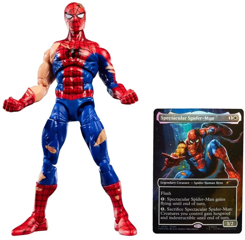 Marvel Legends Magic: The Gathering Action Figure Battle-Damaged Spider-Man (plus Exclusive Foil Card) 15 cm Action Figuur van Hasbro in Rood – productfoto