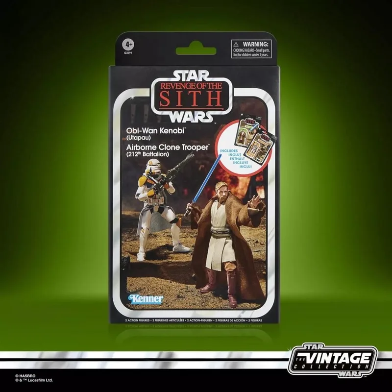 STAR WARS 3 - Obi-Wan Kenobi (Utapau) & Airborne Clone Trooper 212th Battallion - Figure Vintage Collection 10cm by Hasbro in Brown – product photo