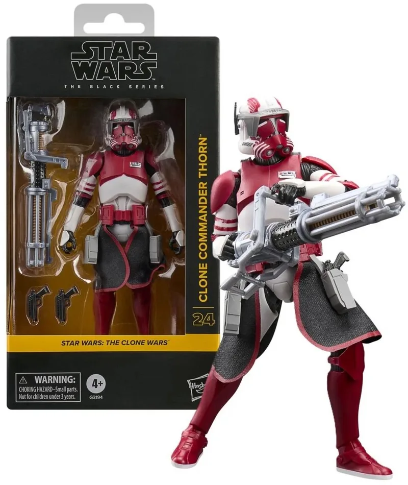Star Wars - THE CLONE WARS - Clone Commander Thorn - Figure Black Series 15cm van Hasbro in Rood – productfoto