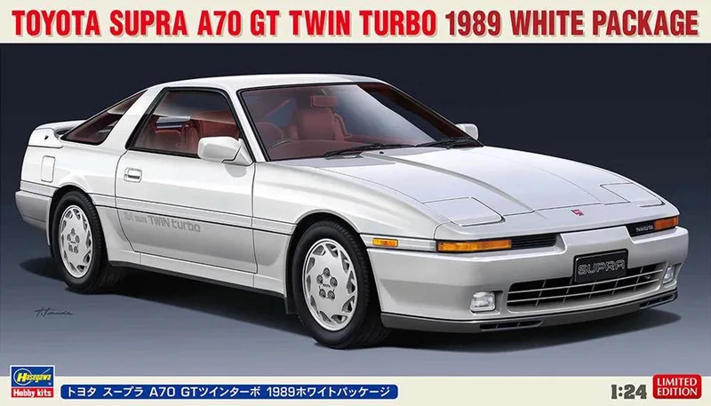 Modelbouwpakket Auto - 20504 Toyota Supra A70GT Twin Turbo 1989 White Pack Plastic - 1:24 - Modelbouw by Hasegawa in White – product photo