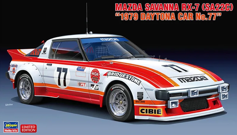 Modelbouwpakket Auto - 20587 Mazda Savanna RX-7 SA22C 1979 Daytona Car No.77 - Japanse Rauto Plastic - 1:24 - Modelbouw by Hasegawa in Multicolour – product photo