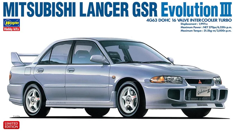 Modelbouwpakket Auto - 20708 Mitsubishi Lancer GSR Evolution III - Auto Plastic - 1:24 - Modelbouw by Hasegawa in Multicolour – product photo