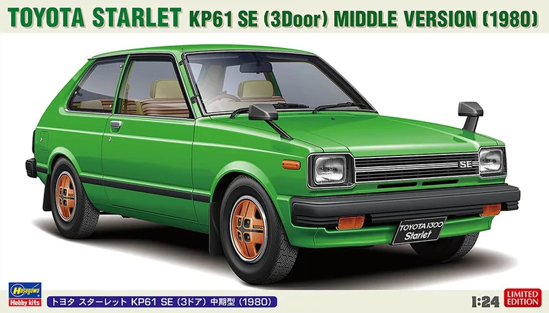 Modelbouwpakket Auto - 20761 Toyota Starlet KP61 SE - 3-Deurs Middle Version 1980 - Japanse auto Plastic - 1:24 - Modelbouw by Hasegawa in Multicolour – product photo