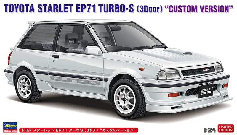 Modelbouwpakket Auto - 20777 Toyota Starlet EP71 Turbo-S 3-Deurs Custom Version - Japanse Auto Plastic - 1:24 - Modelbouw van Hasegawa in Meerkleurig – productfoto