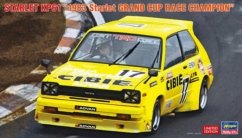 Modelbouwpakket Auto - 20796 Toyota Starlet KP61 1983 Starlet Grand Cup R Champion - Japanse Rauto Plastic - 1:24 - Modelbouw by Hasegawa in Multicolour – product photo