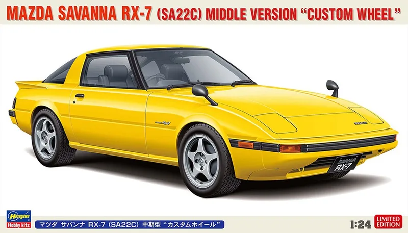 Modelbouwpakket Auto - 20798 Mazda Savanna RX-7 SA22C Middle Version Custom Wheel - Japanse Auto Plastic - 1:24 - Modelbouw de Hasegawa en Multicolore – photo produit