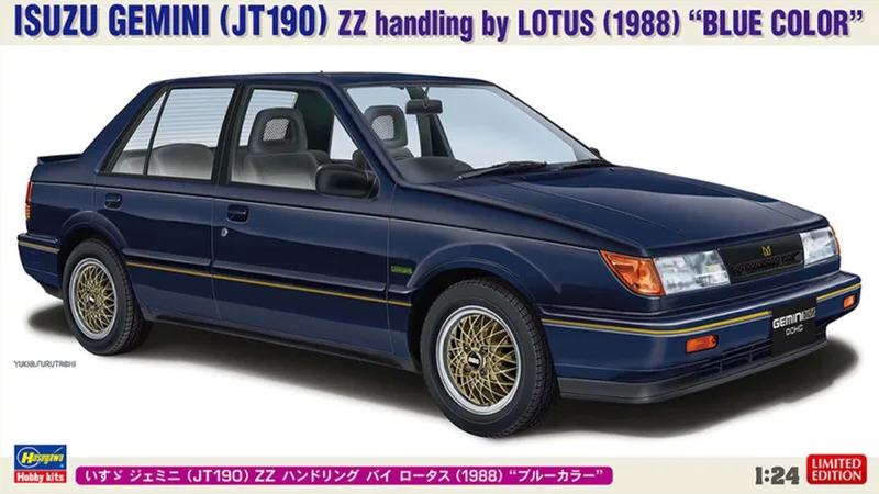Modelbouwpakket Auto - 20804 Isuzu Gemini JT190 ZZ - Handling by Lotus 1988 Blue Color - Japanse Sportauto Plastic - 1:24 - Modelbouw de Hasegawa en Bleu – photo produit