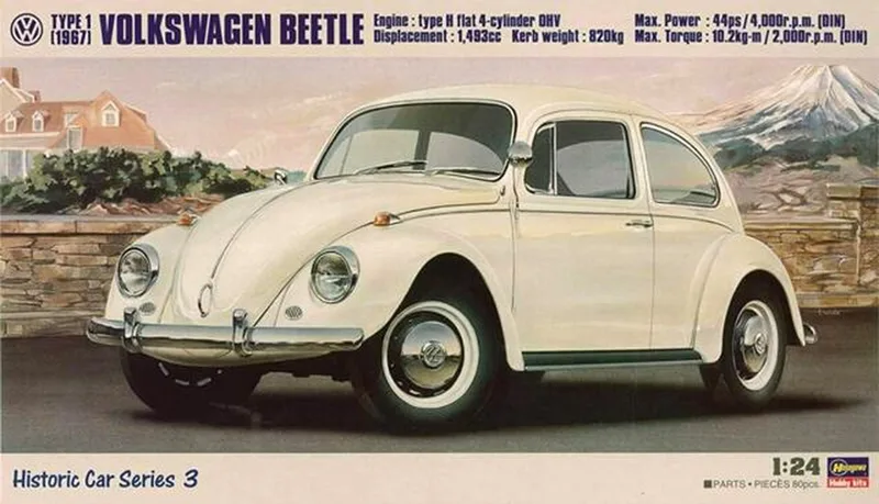 Modelbouwpakket Auto - 21203 Volkswagen Beetle Type 1 - 1967 Plastic - 1:24 - Modelbouw van Hasegawa in Meerkleurig – productfoto